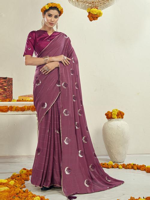 self design embroidered saree with blouse - 19771441 - Very Small Image - 1