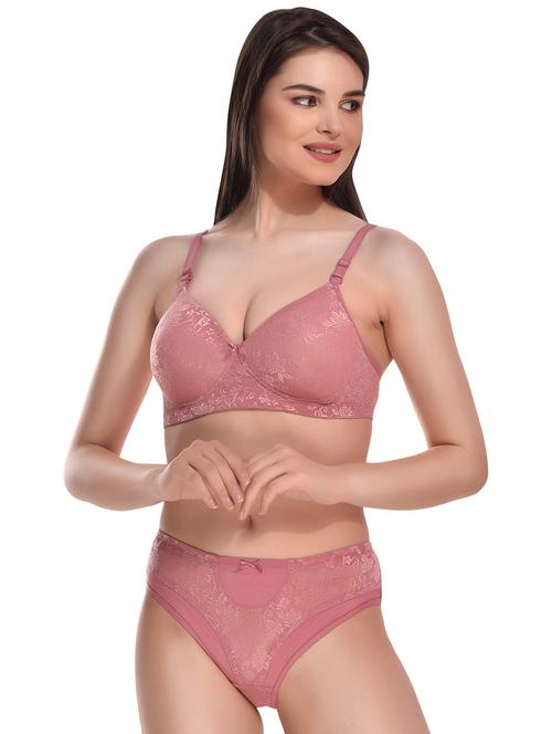 floral polyester bras and panty set - 19771606 - Very Small Image - 1