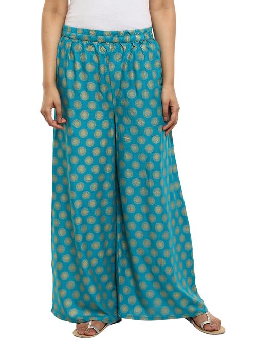 women light blue printed palazzos - 19771680 - Very Small Image - 1
