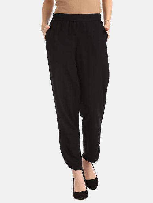 women black solids full length harem pants - 19771691 - Very Small Image - 1