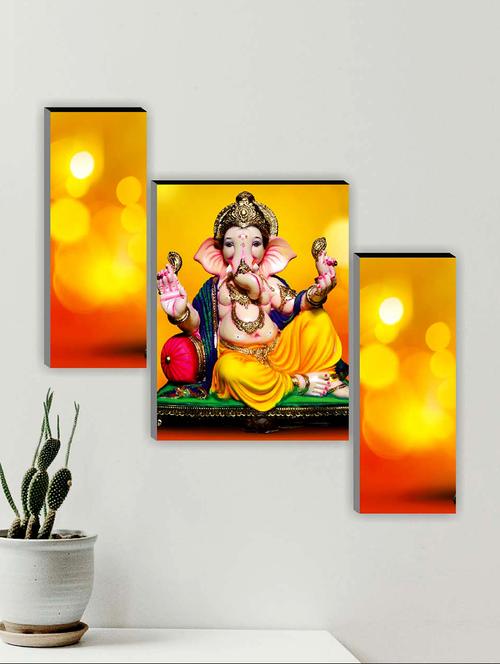 rac set of 3 ganesh ji 12x18 inch mdf wall art painting - 19772234 - Very Small Image - 1