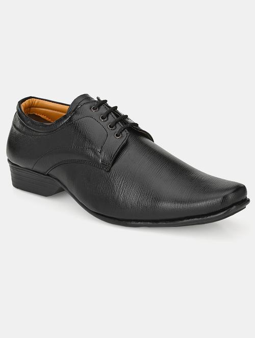 black leatherette lace up derbies - 19772476 - Very Small Image - 1