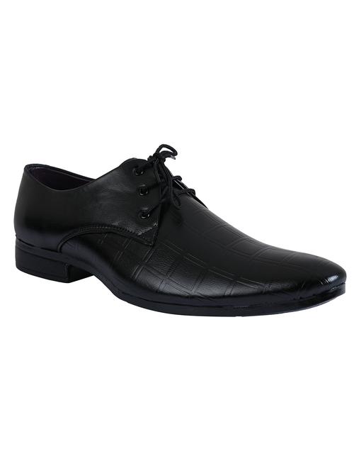 black leatherette lace up derbies - 19772479 - Very Small Image - 1
