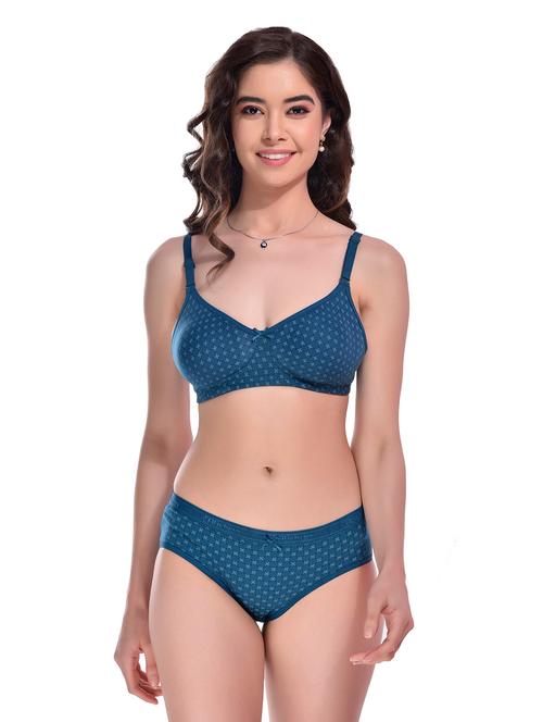 blue cotton bras and panty set - 19772850 - Very Small Image - 1