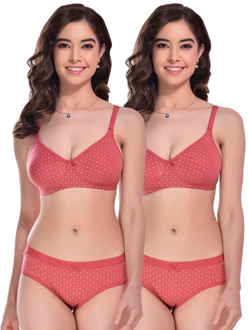 pack of 2 printed bra and panty set - 19772854 - Very Small Image - 1