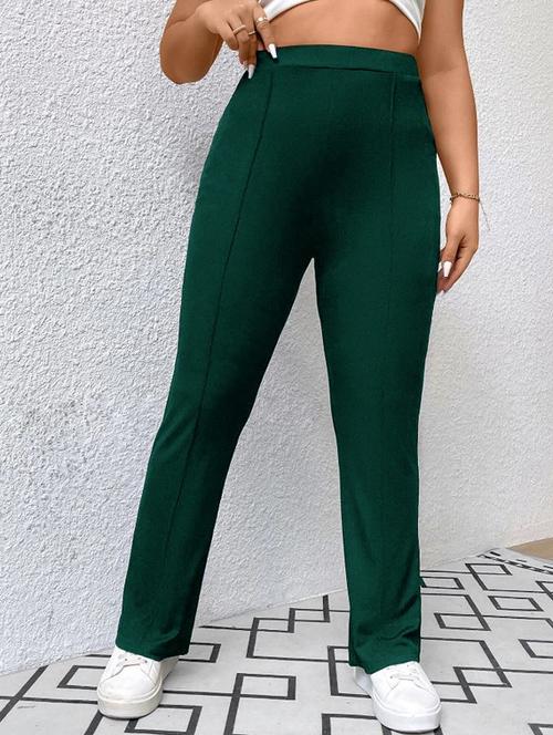 green solid high rise straight fit trouser - 19772885 - Very Small Image - 1