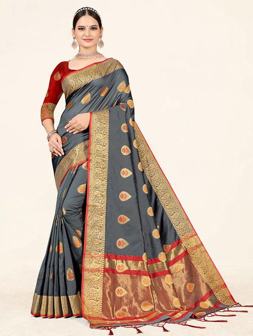 self design bordered saree - 19774737 - Very Small Image - 1