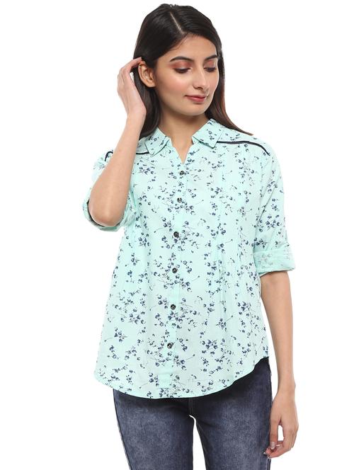 women green floral printed regular shirt - 19775048 - Very Small Image - 1