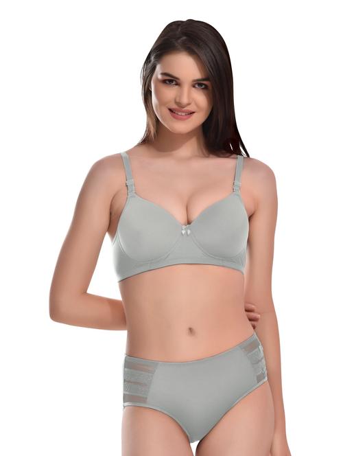 grey lycra bras and panty set - 19775808 - Very Small Image - 1