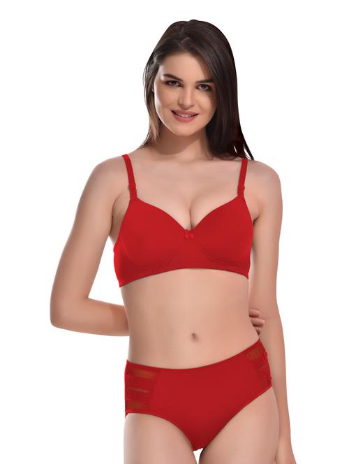 red lycra bras and panty set - 19775813 - Very Small Image - 1