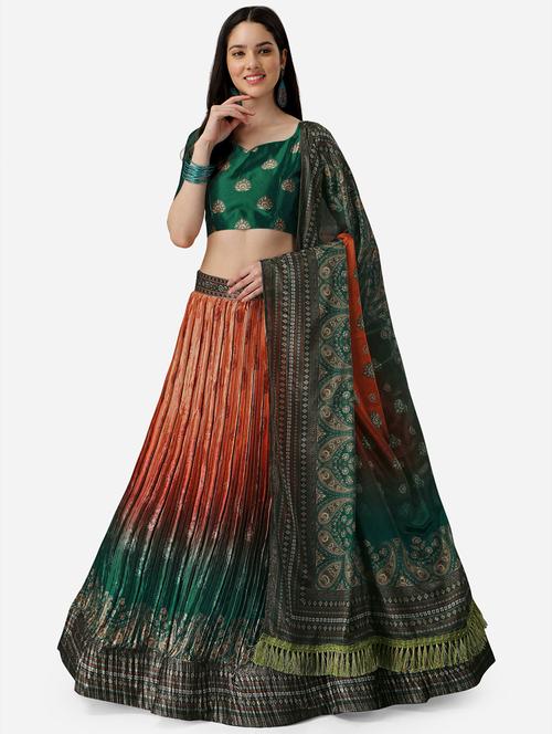 paisley print flared lehenga - 19777954 - Very Small Image - 1