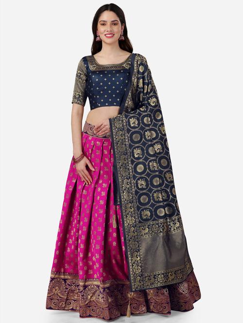 foil print flared semi stitched lehenga - 19777964 - Very Small Image - 1