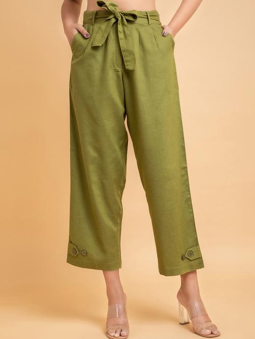 green rayon pleated trouser - 19777990 - Very Small Image - 1