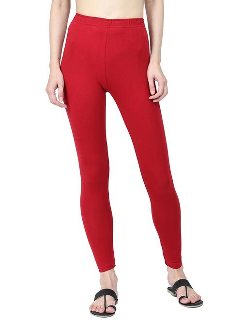 red cotton blend leggings - 19778163 - Very Small Image - 1