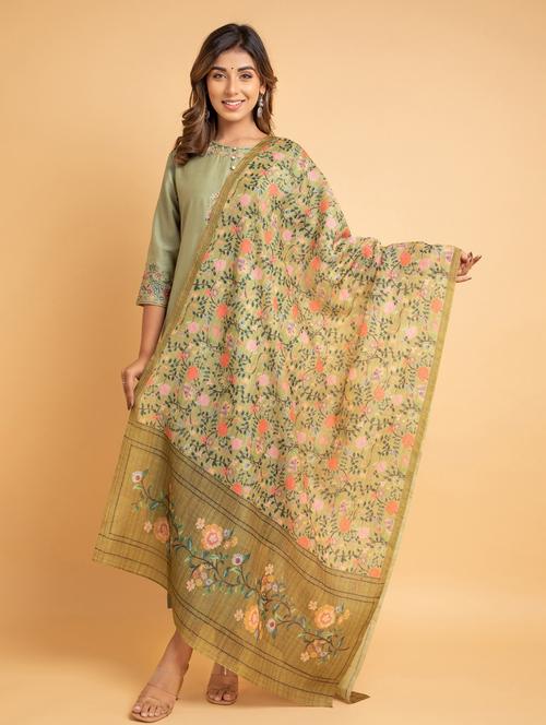 yellow floral printed dupatta - 19778654 - Very Small Image - 1