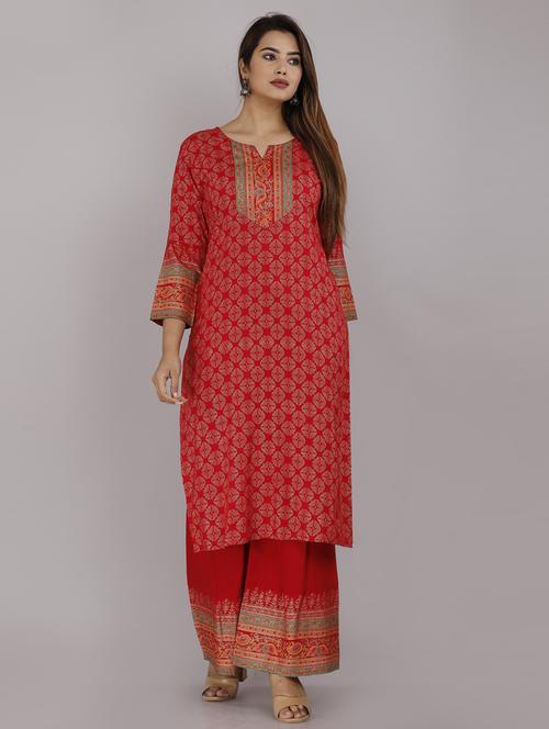 printed kurta palazzo set - 19778778 - Very Small Image - 1