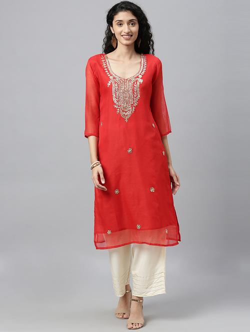 gota work kurta palazzo set - 19779068 - Very Small Image - 1