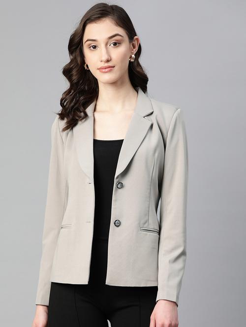 grey solid casual blazer - 19779101 - Very Small Image - 1