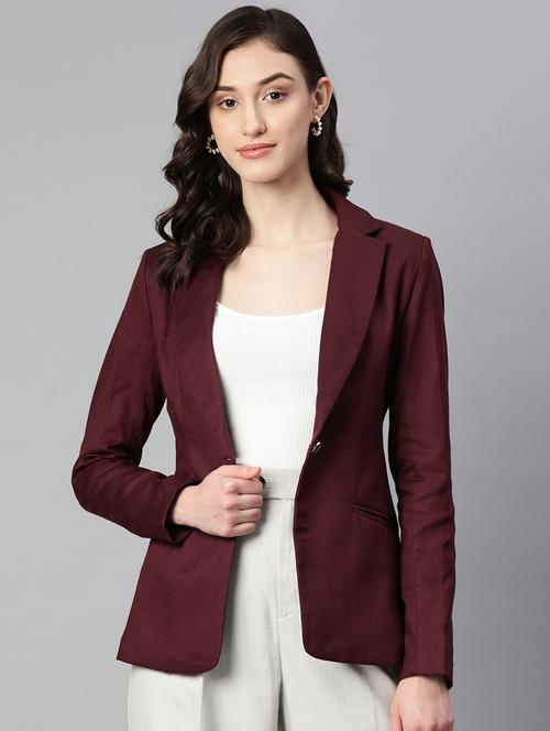 red solid single breasted casual blazer - 19779123 - Very Small Image - 1
