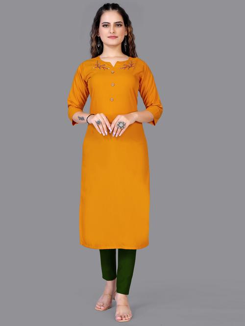 solid rayon a-line kurti - 19779138 - Very Small Image - 1