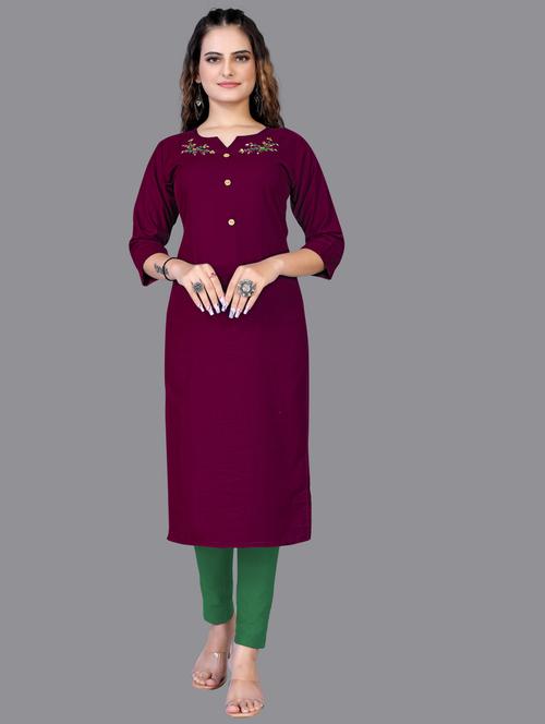 solid rayon straight kurta - 19779144 - Very Small Image - 1