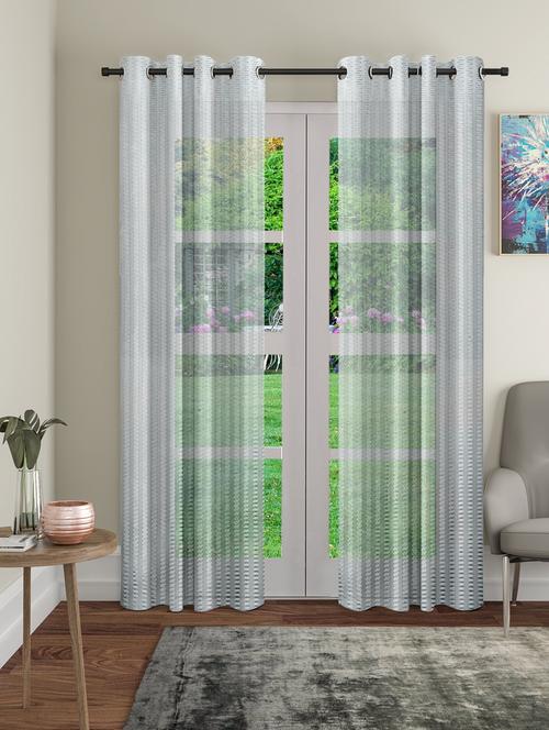 stylish and attractive self design curtains - pack of 2 - 19780125 - Very Small Image - 1