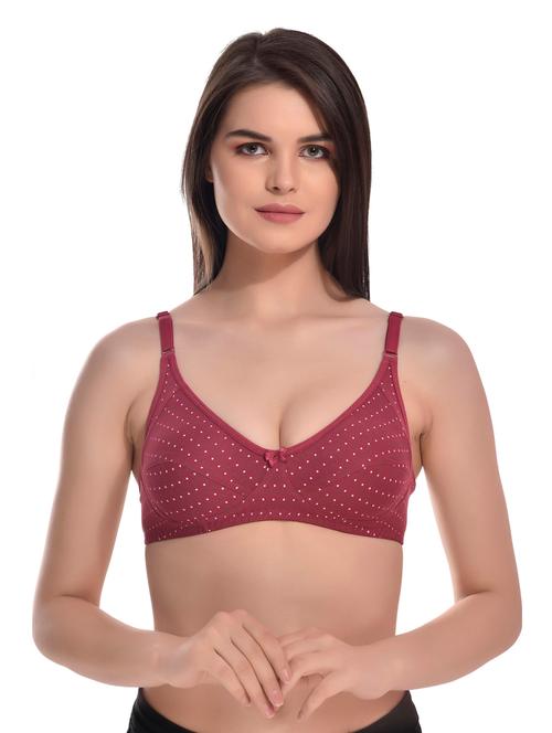 maroon printed cotton blend t-shirt bra - 19780776 - Very Small Image - 1
