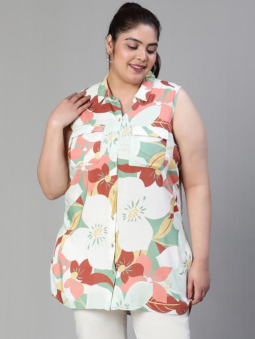 printed viscose regular top - 19780869 - Very Small Image - 1
