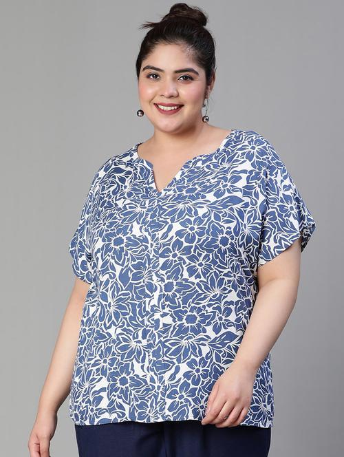 florals print polyester regular top - 19780876 - Very Small Image - 1