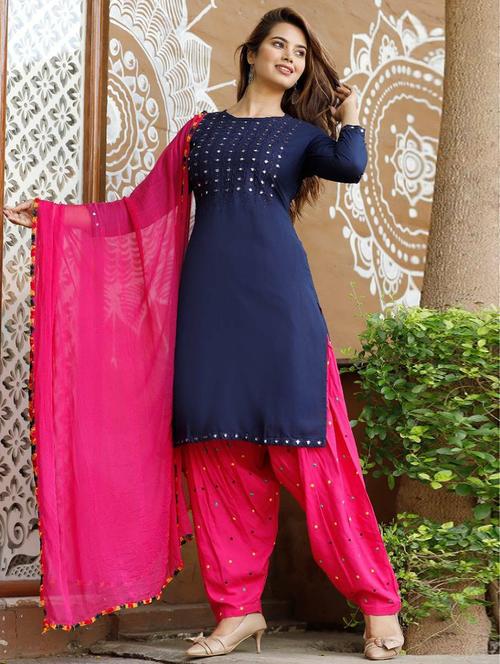 self design kurta salwar set - 19780952 - Very Small Image - 1