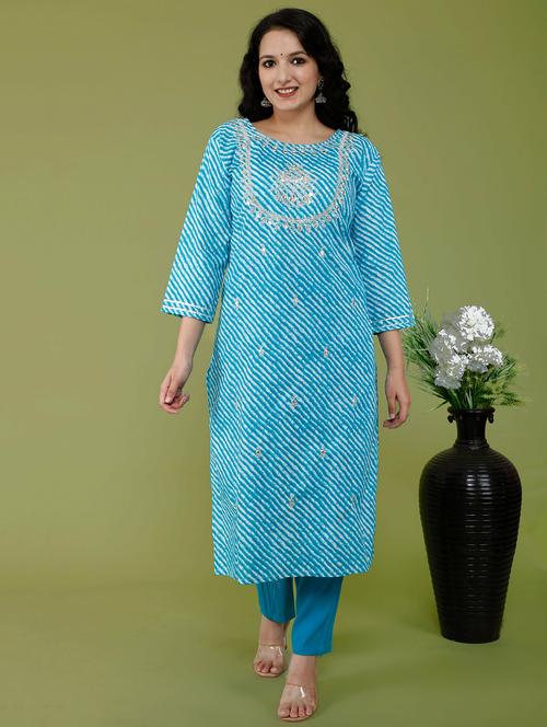 self design kurta pant set - 19780983 - Very Small Image - 1