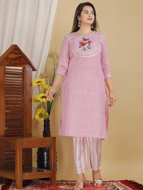 floral embroidered gota patti kurta pant set - 19781015 - Very Small Image - 1