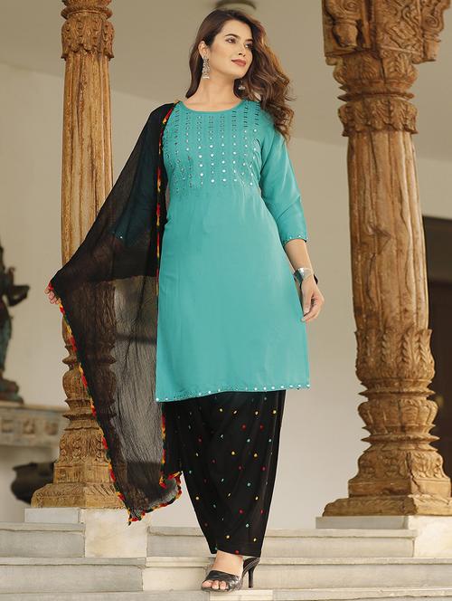 mirror work kurta salwar set - 19781028 - Very Small Image - 1