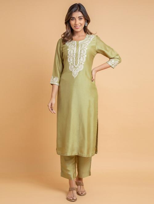 embroidered kurta palazzo set - 19781076 - Very Small Image - 1