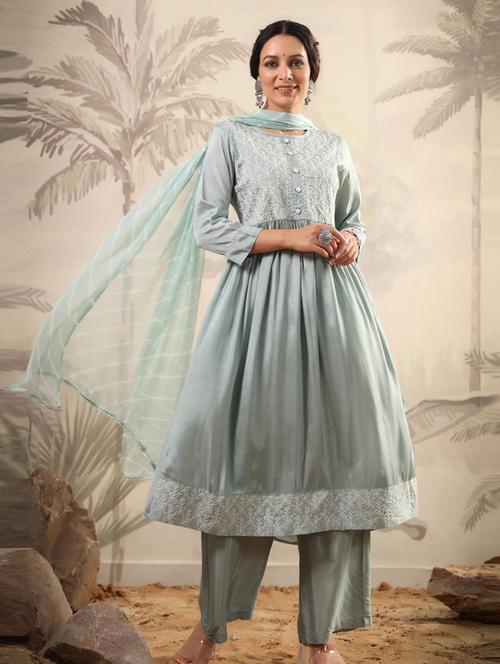 embroidered with gota patti work suit set - 19781214 - Very Small Image - 1