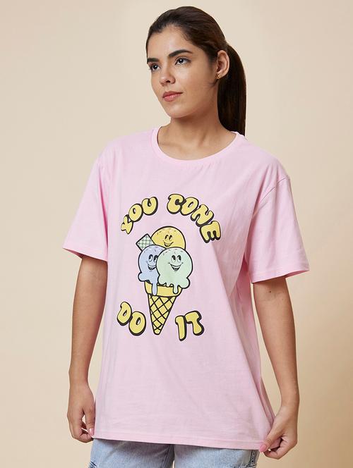 women's front print round neck t-shirt - 19781384 - Very Small Image - 1