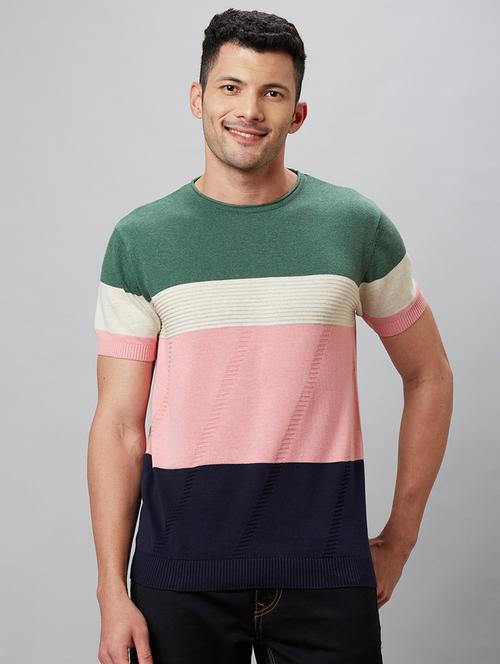 round neck color block regular t-shirt - 19781416 - Very Small Image - 1