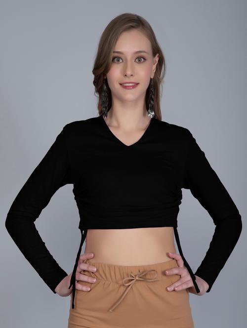 v neck solid blouse - 19782388 - Very Small Image - 1