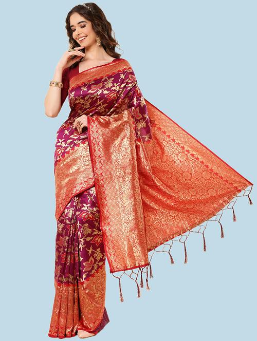 self design kanjivaram saree with blouse - 19782739 - Very Small Image - 1