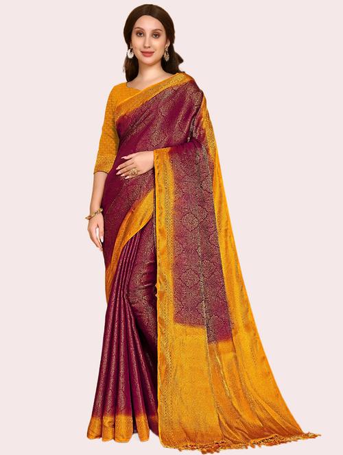 self design banarasi saree with blouse - 19782759 - Very Small Image - 1