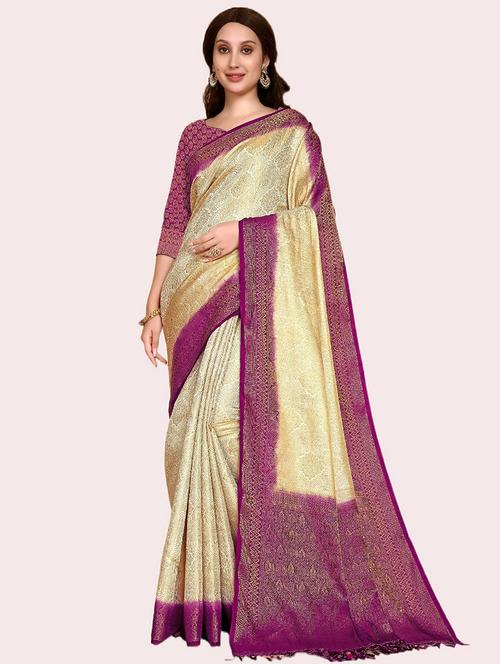 cream silk kanjivaram saree - 19782761 - Very Small Image - 1