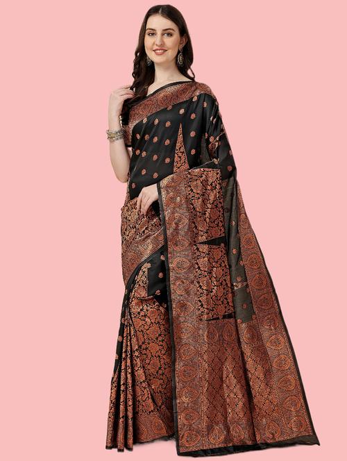 self design woven saree with blouse - 19782791 - Very Small Image - 1