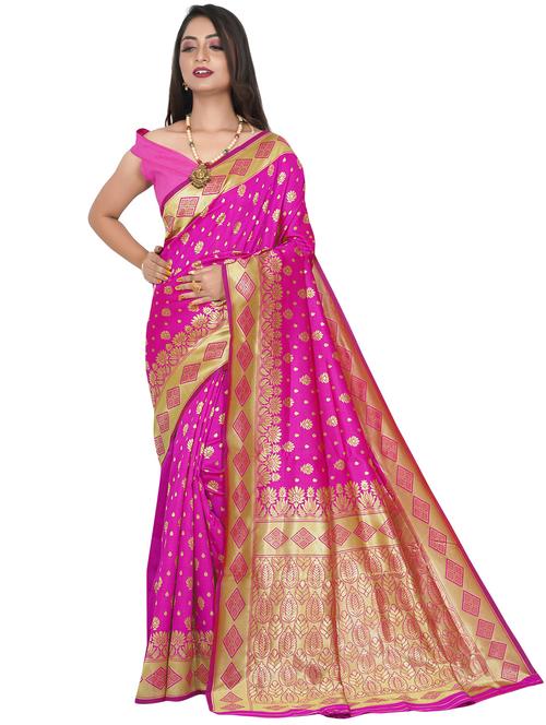 self design zari work saree with blouse - 19782823 - Very Small Image - 1