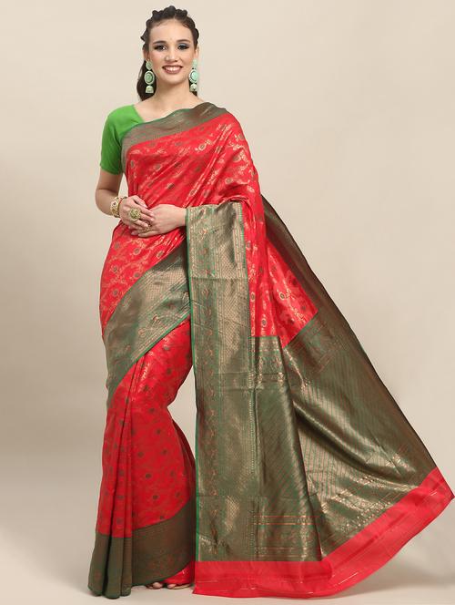 self design zari work saree with blouse - 19782826 - Very Small Image - 1