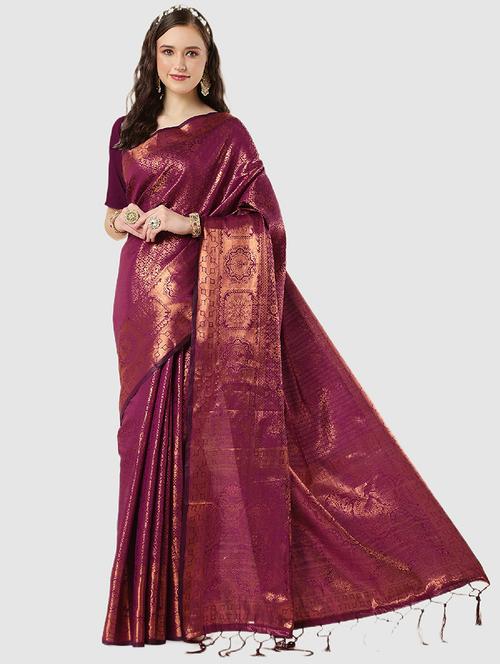 self design banarasi saree with blouse - 19782833 - Very Small Image - 1