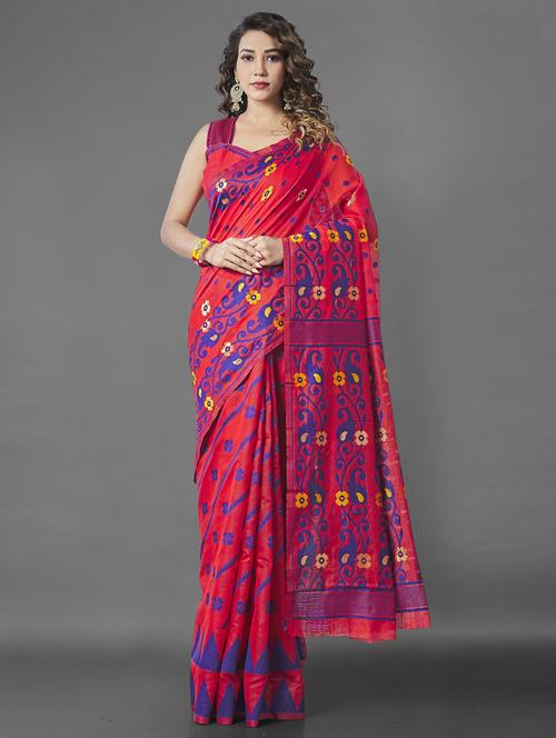 self design jamdani saree with blouse - 19782875 - Very Small Image - 1
