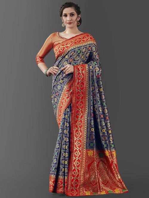 self design zari work saree with blouse - 19782878 - Very Small Image - 1