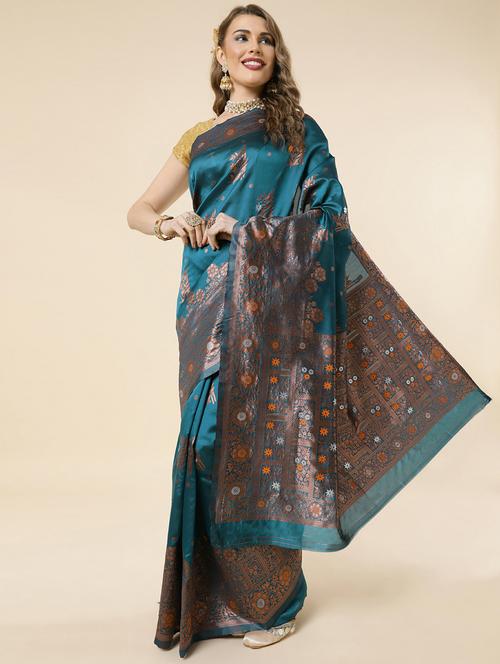 self design zari work saree with blouse - 19782893 - Very Small Image - 1