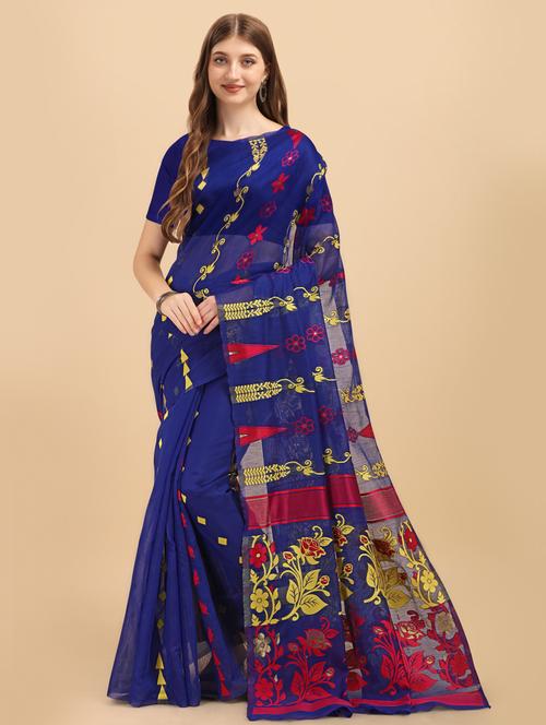 self design jamdani saree with blouse - 19782900 - Very Small Image - 1
