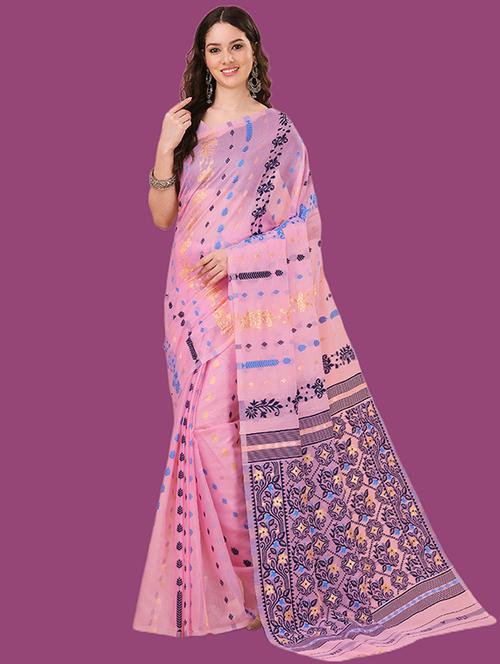 self design jamdani saree with blouse - 19782923 - Very Small Image - 1
